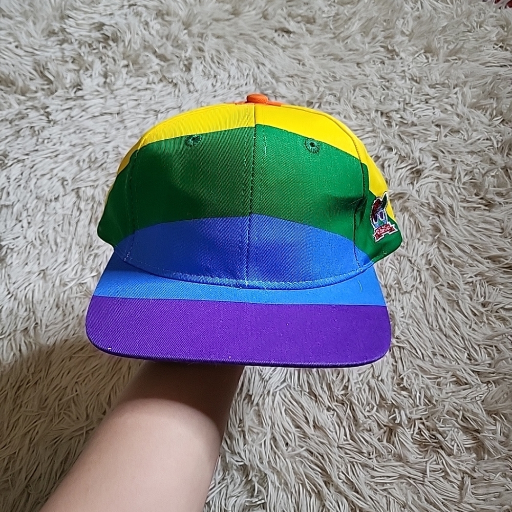 Vintage 90s 1994 Rainbow Pride Global Caps Snapback Multicolor Fun Hat Cap